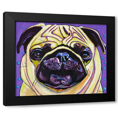 Purple Pug Black Modern Wood Framed Art Print by Wronski, Kathryn