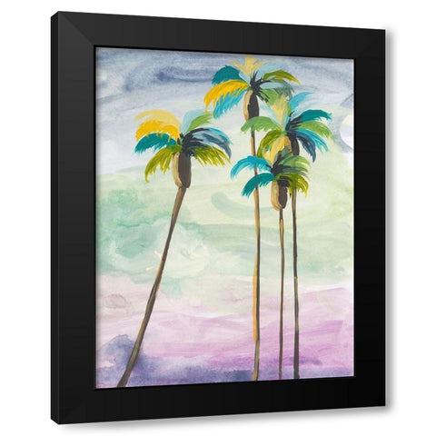 Four Palms No. 2 Black Modern Wood Framed Art Print by Weiss, Jan