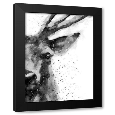 Deer At Attention Black Modern Wood Framed Art Print with Double Matting by Wong, Brandon