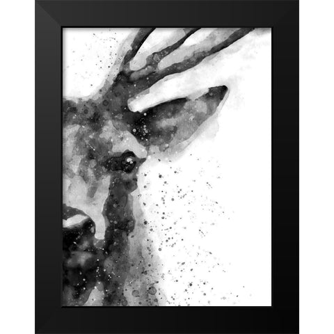 Deer At Attention Black Modern Wood Framed Art Print by Wong, Brandon
