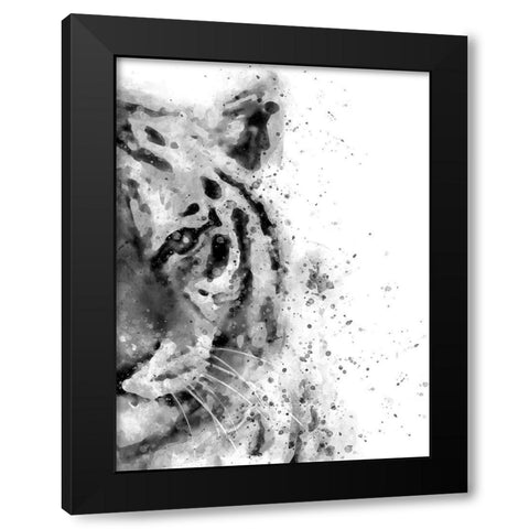 Tiger At Attention Black Modern Wood Framed Art Print with Double Matting by Wong, Brandon