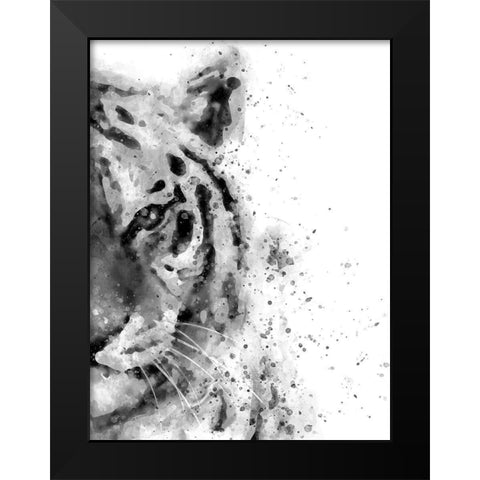 Tiger At Attention Black Modern Wood Framed Art Print by Wong, Brandon