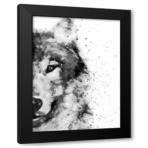 Wolf At Attention Black Modern Wood Framed Art Print with Double Matting by Wong, Brandon