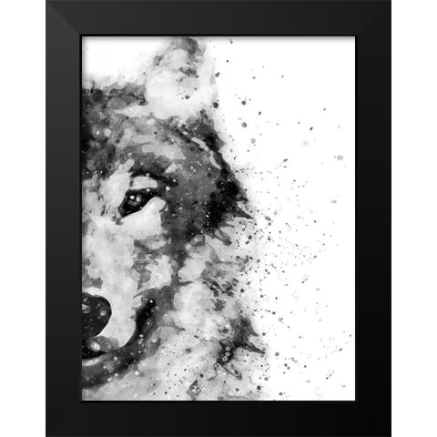 Wolf At Attention Black Modern Wood Framed Art Print by Wong, Brandon