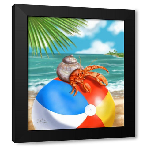 Beach Friends - Hermit Crab Black Modern Wood Framed Art Print with Double Matting by Warren, Shari
