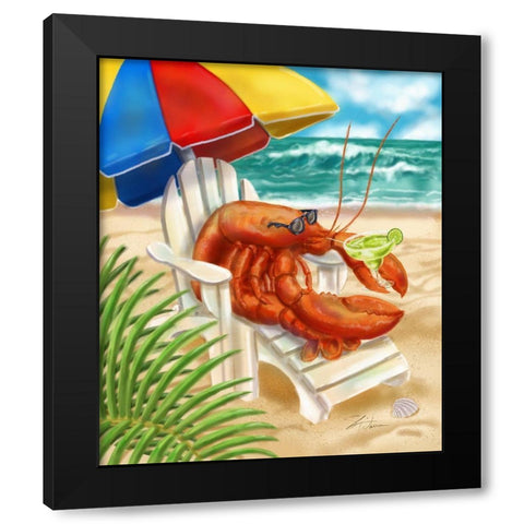 Beach Friends - Lobster Black Modern Wood Framed Art Print with Double Matting by Warren, Shari
