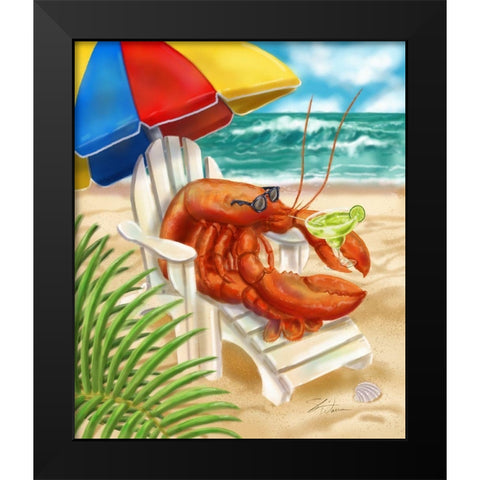 Beach Friends - Lobster Black Modern Wood Framed Art Print by Warren, Shari