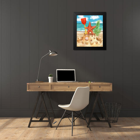 Beach Friends - Starfish Black Modern Wood Framed Art Print by Warren, Shari