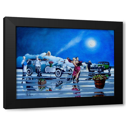 Date Night No. 4 Black Modern Wood Framed Art Print with Double Matting by West, Ronald