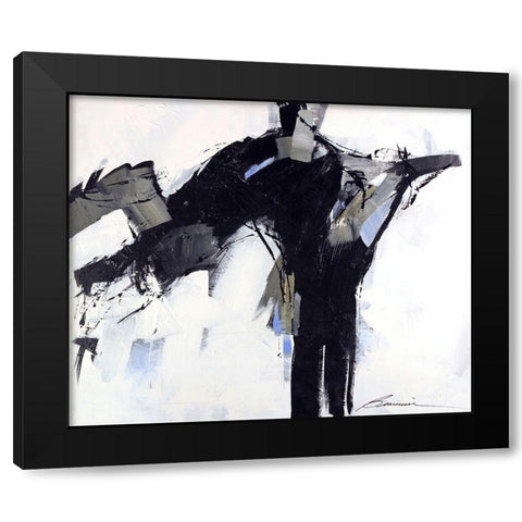 Leap Frog Black Modern Wood Framed Art Print with Double Matting by Wild, Beau