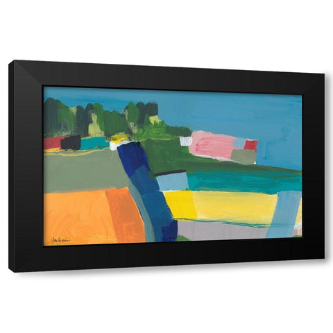 Small Town On a Hill No. 2 Black Modern Wood Framed Art Print by Weiss, Jan