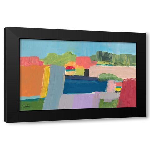 Small Town On a Hill No. 3 Black Modern Wood Framed Art Print by Weiss, Jan