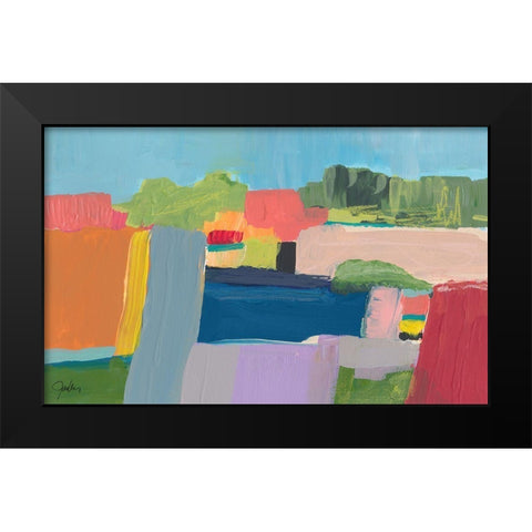 Small Town On a Hill No. 3 Black Modern Wood Framed Art Print by Weiss, Jan