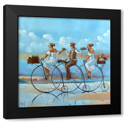 Joy Ride IV Black Modern Wood Framed Art Print with Double Matting by West, Ronald