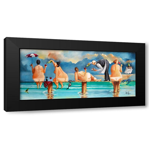 Ladies Afternoon II Black Modern Wood Framed Art Print with Double Matting by West, Ronald