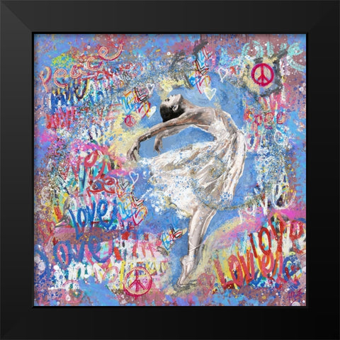 Graffiti Ballerina 1 Black Modern Wood Framed Art Print by Wiley, Marta