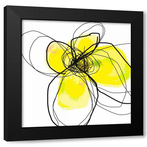 Yellow Petals Three Black Modern Wood Framed Art Print with Double Matting by Weiss, Jan
