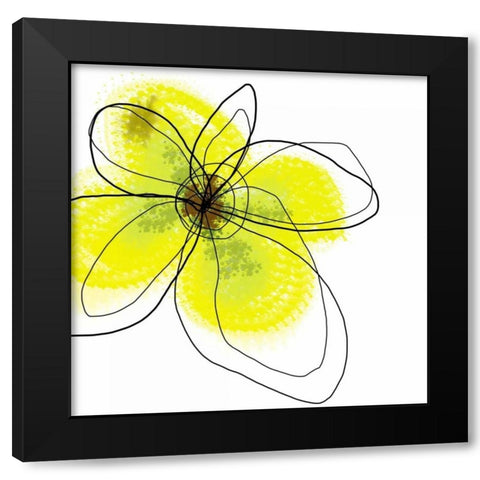 Yellow Petals Four Black Modern Wood Framed Art Print with Double Matting by Weiss, Jan