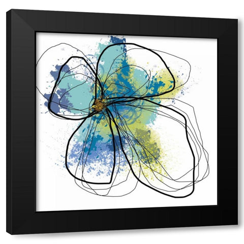 Azure Petals I Black Modern Wood Framed Art Print with Double Matting by Weiss, Jan