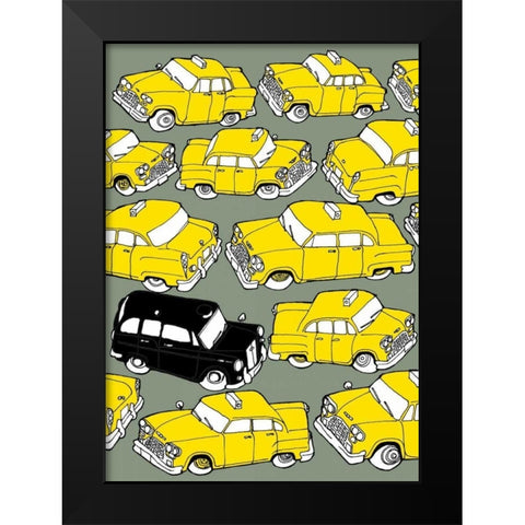 Odd Ones - Black Cab Black Modern Wood Framed Art Print by Wilson, Duncan