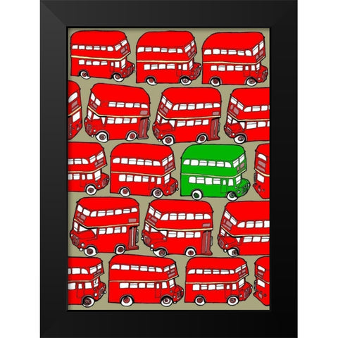 Odd Ones - Green Double Decker Black Modern Wood Framed Art Print by Wilson, Duncan