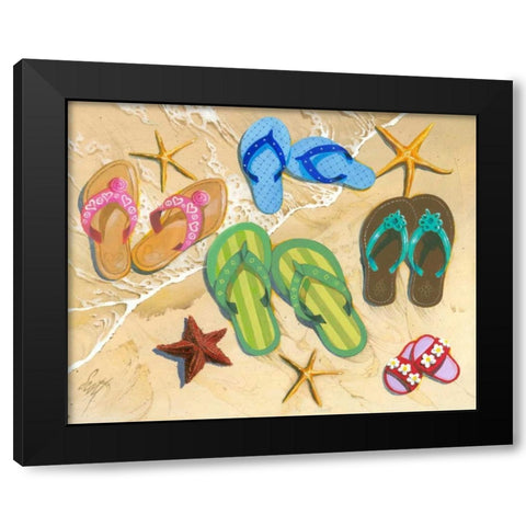 Flip Flop Family Black Modern Wood Framed Art Print with Double Matting by Westmoreland, Scott