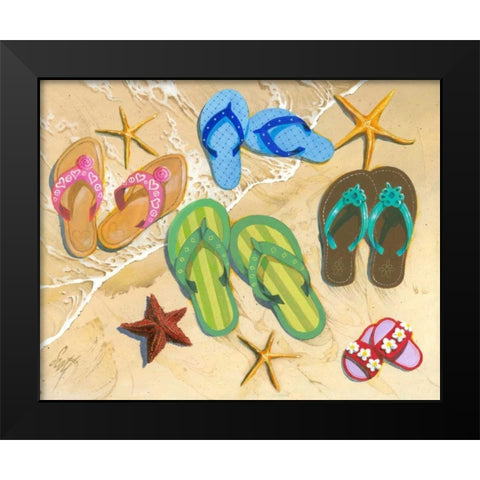 Flip Flop Family Black Modern Wood Framed Art Print by Westmoreland, Scott