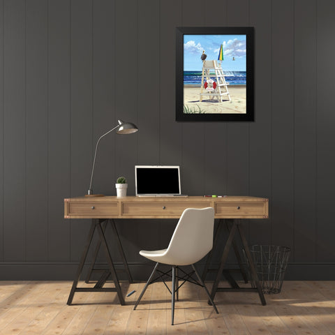 Pelican Perch Black Modern Wood Framed Art Print by Westmoreland, Scott