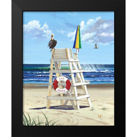Pelican Perch Black Modern Wood Framed Art Print by Westmoreland, Scott