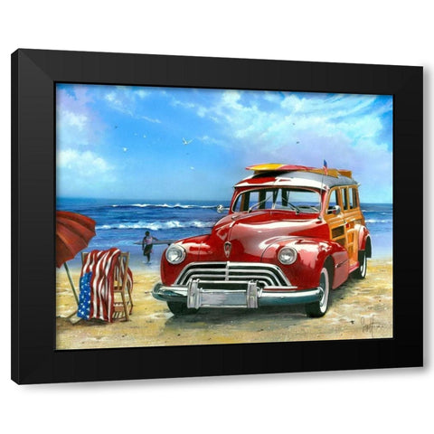 Surfinâ€™ USA Black Modern Wood Framed Art Print with Double Matting by Westmoreland, Scott