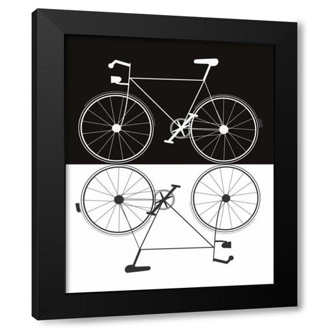 Two Bikes Black Modern Wood Framed Art Print with Double Matting by Weiss, Jan