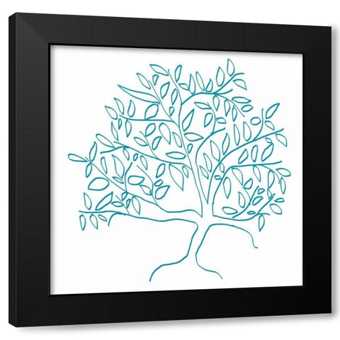 A Teal Tree Black Modern Wood Framed Art Print with Double Matting by Weiss, Jan