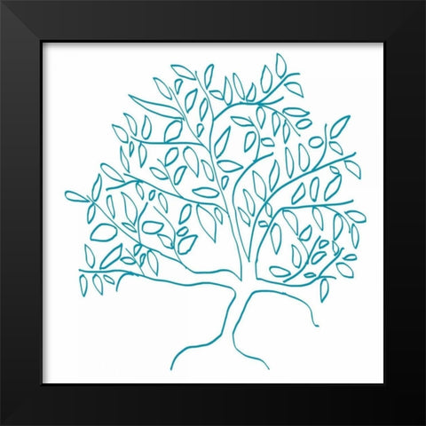A Teal Tree Black Modern Wood Framed Art Print by Weiss, Jan