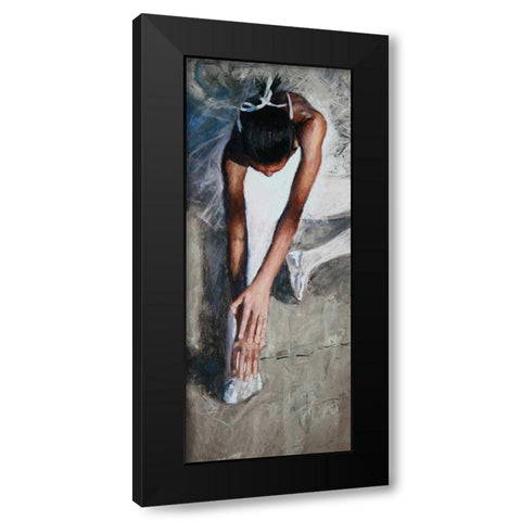 Stretching Ballerina Black Modern Wood Framed Art Print with Double Matting by Wilson, Richard