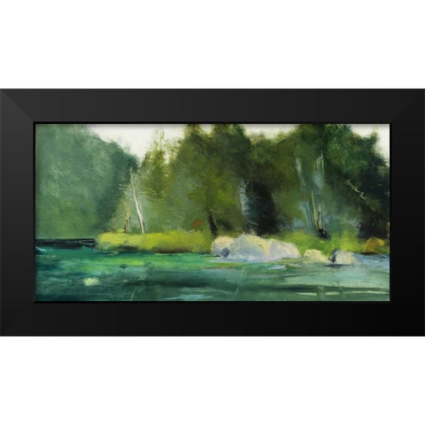 Lily Pond and Dark Woods Black Modern Wood Framed Art Print by Wakefield, Martha