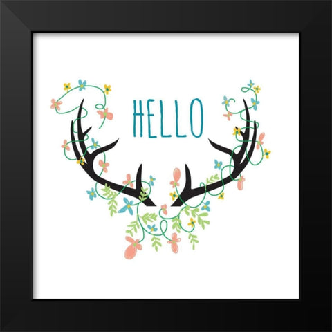Hello Black Modern Wood Framed Art Print by Weiss, Jan