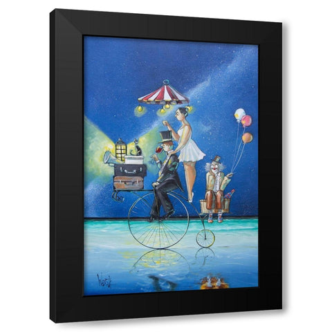 The Circus Is Coming to Town Black Modern Wood Framed Art Print with Double Matting by West, Ronald