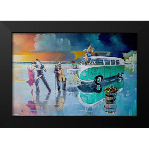 Sunset Dance Black Modern Wood Framed Art Print by West, Ronald