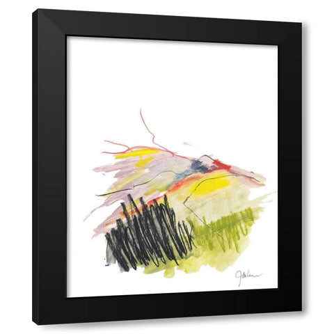 Abstract Landscape No. 12 Black Modern Wood Framed Art Print with Double Matting by Weiss, Jan