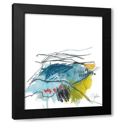 Abstract Landscape No. 35 Black Modern Wood Framed Art Print with Double Matting by Weiss, Jan