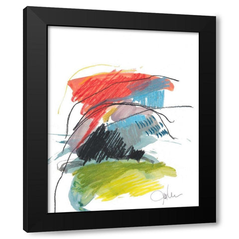 Abstract Landscape No. 40 Black Modern Wood Framed Art Print with Double Matting by Weiss, Jan