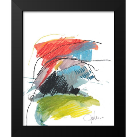 Abstract Landscape No. 40 Black Modern Wood Framed Art Print by Weiss, Jan