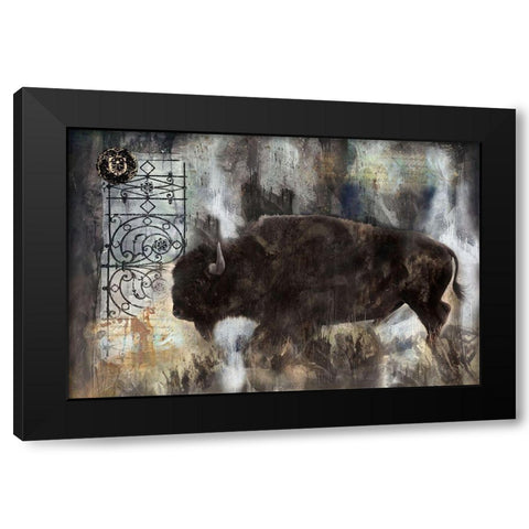 Buffalo Black Modern Wood Framed Art Print by Wiley, Marta