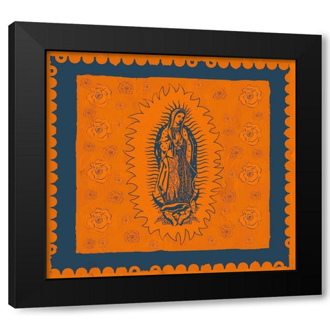 Orange and Blue Mary Black Modern Wood Framed Art Print with Double Matting by Wiley, Marta