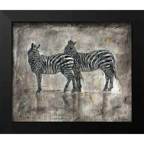 Zebras Black Modern Wood Framed Art Print by Wiley, Marta