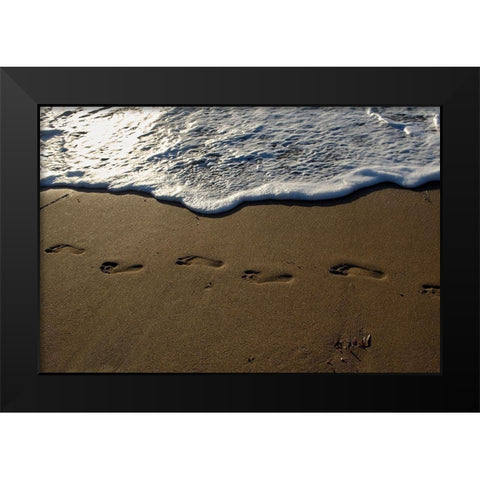 Footprints Black Modern Wood Framed Art Print by White, Lynda