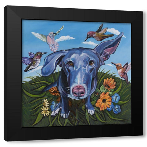 Babs Birds Black Modern Wood Framed Art Print with Double Matting by Wronski, Kathryn