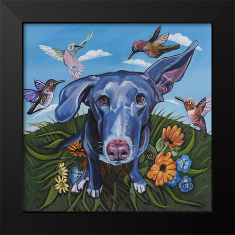 Babs Birds Black Modern Wood Framed Art Print by Wronski, Kathryn