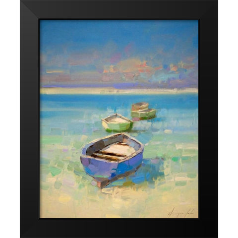 Caribbean Beach Black Modern Wood Framed Art Print by Yeremyan, Vahe