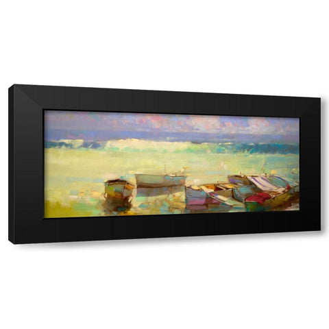 Rowboats Black Modern Wood Framed Art Print by Yeremyan, Vahe